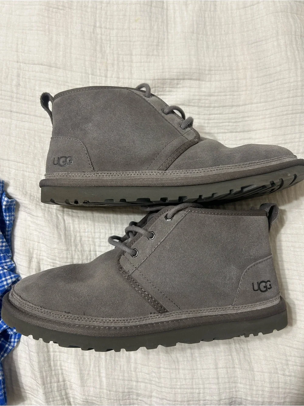 UGG Men’s Grey Suede Neumel Boot - Casual Lace-Up Comfort